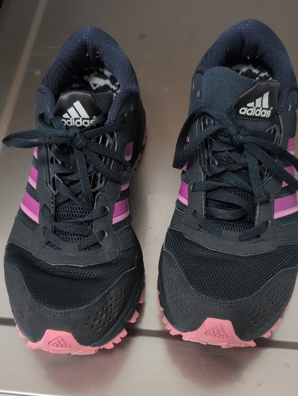 Adidas Women’s Black and Pink  Sneakers Size 8